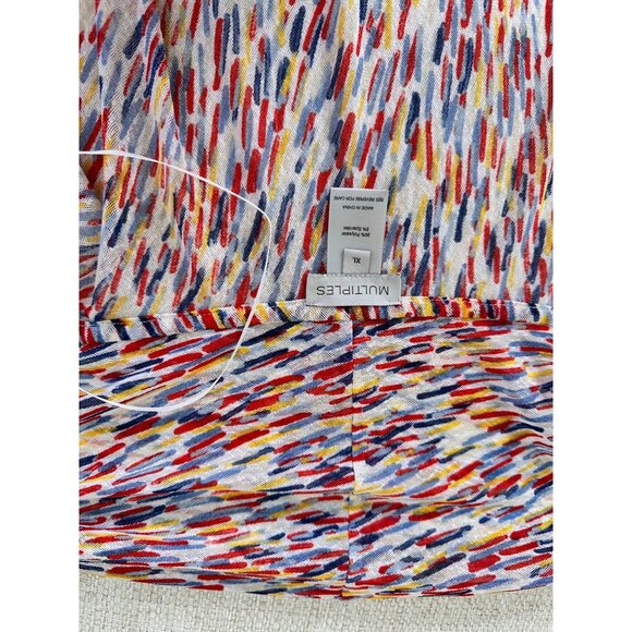 Multiples Women's Multi-Colored Open-Front Cardigan 3/4 Ruffles Sleeves XL - Picture 4 of 6